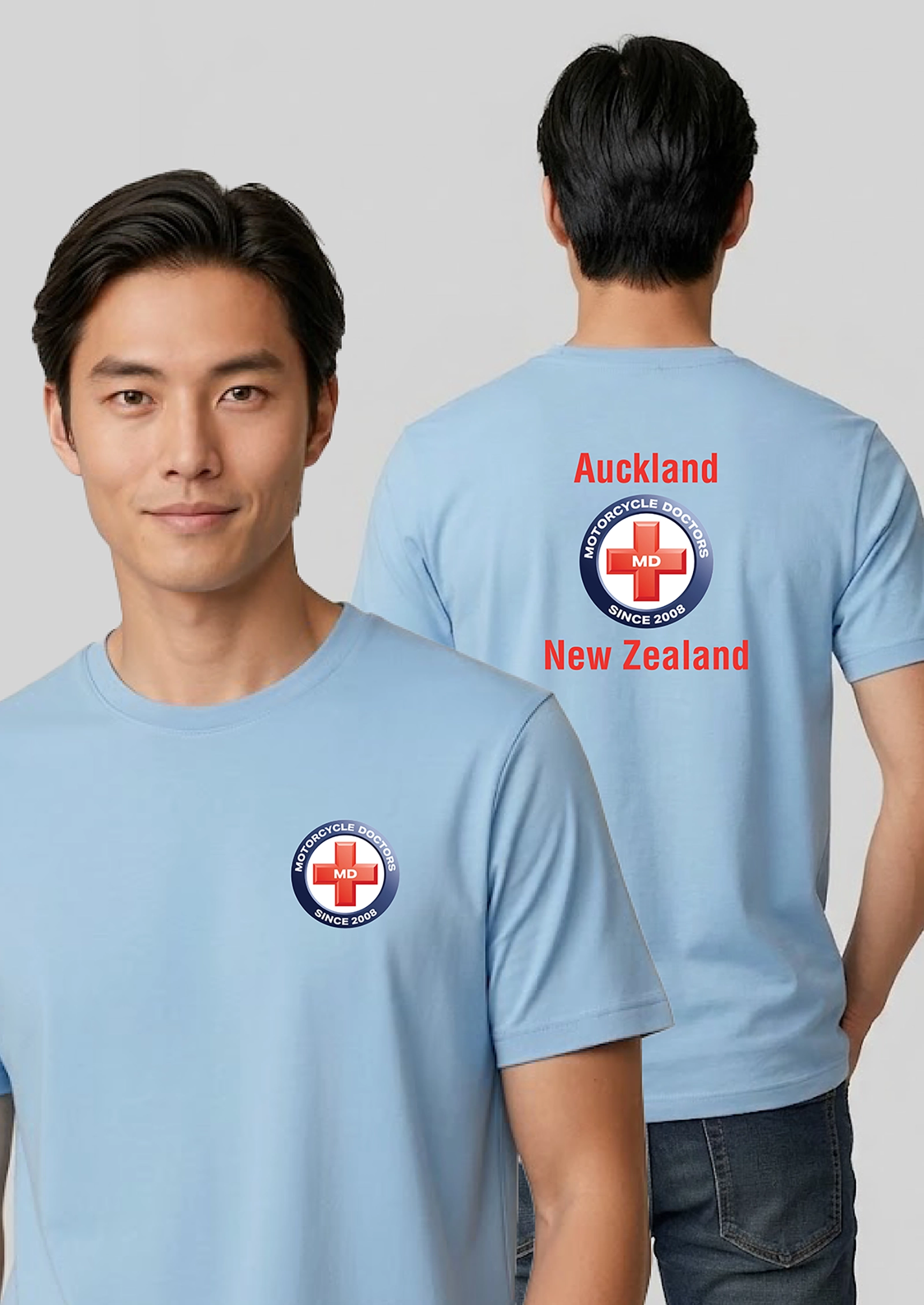 MENS Ice 100% Cotton T-Shirt+ Front & Back Logo Print -T10012-BRFB